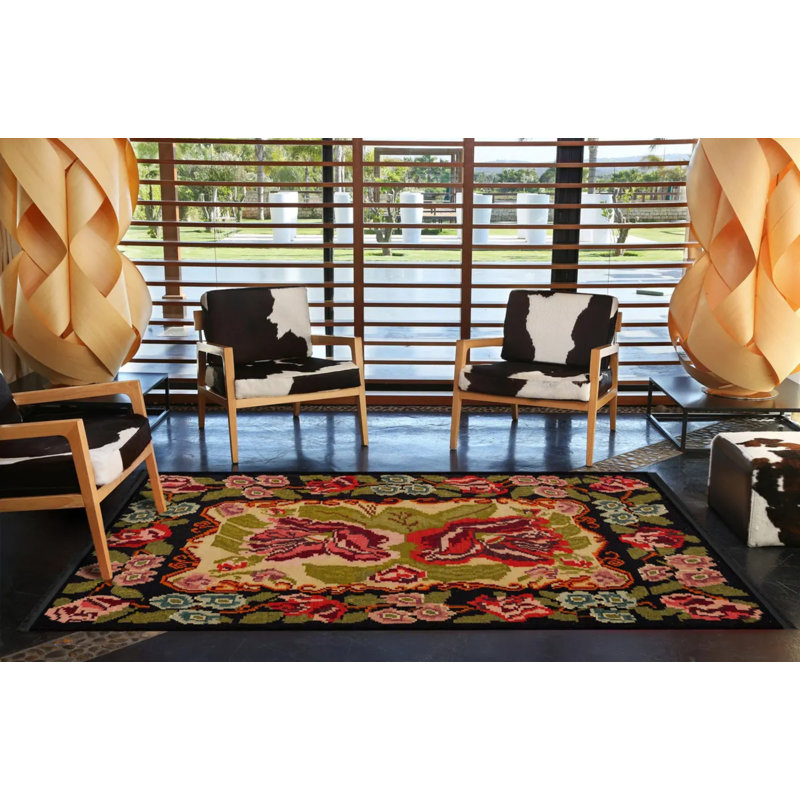 Tapis intérieur / extérieur en polypropylène tissé à la machine Rikaya, Rectangle 4 pi x 6 pi 7 po