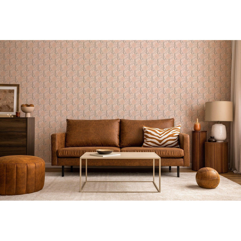 Woodland Bloom - Floral Wallpaper, Bone, Faux Grasscloth, Non-pasted