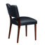 Ensemble de 2 chaises de salle à manger en similicuir bleu minuit - Structure solide séchée au four, siège à ressorts sinueux confortable, poignée élégante à finition dorée, housse décorative en bois bleu marine foncé