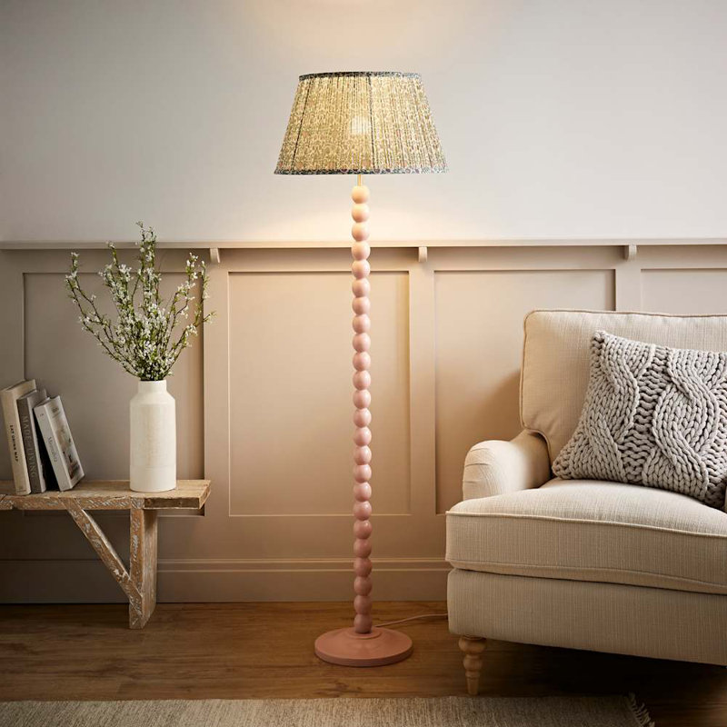 Accardi 150cm Matte Traditional Floor Lamp, Pink, No