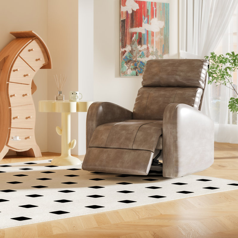 Fauteuil inclinable électrique pivotant Khamille, Cuir gris foncé