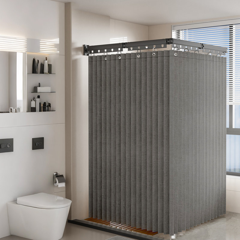 Ensemble de rideau de douche et tringle mural pliable