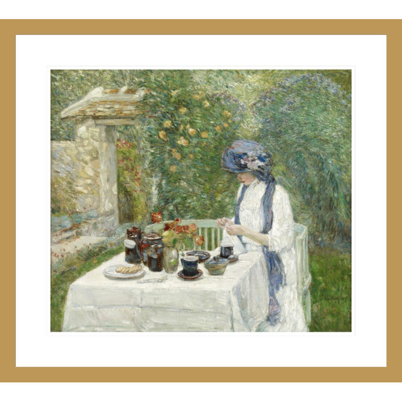 «French Tea Garden» par Childe Hassam - impression giclée encadrée, H 23,5 po x l 25,98 po