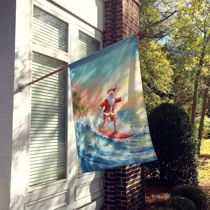Père Noël surfant sur le drapeau de la maison de Noël du Pacifique, House Size, Père Noël surfant sur le Pacifique
