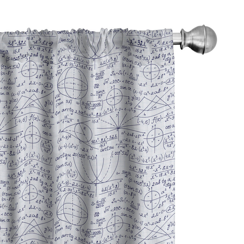 School Genius Smart Student Math Semi-Sheer Rod Pocket Curtain Panels, 28" x 63"