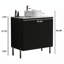 Meuble-lavabo autoportant avec rangement pour grande salle de bain moderne avec lavabo une pièce Carrara sans drain et robinet, KD