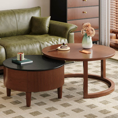 Round Nesting Coffee Table With Drawer