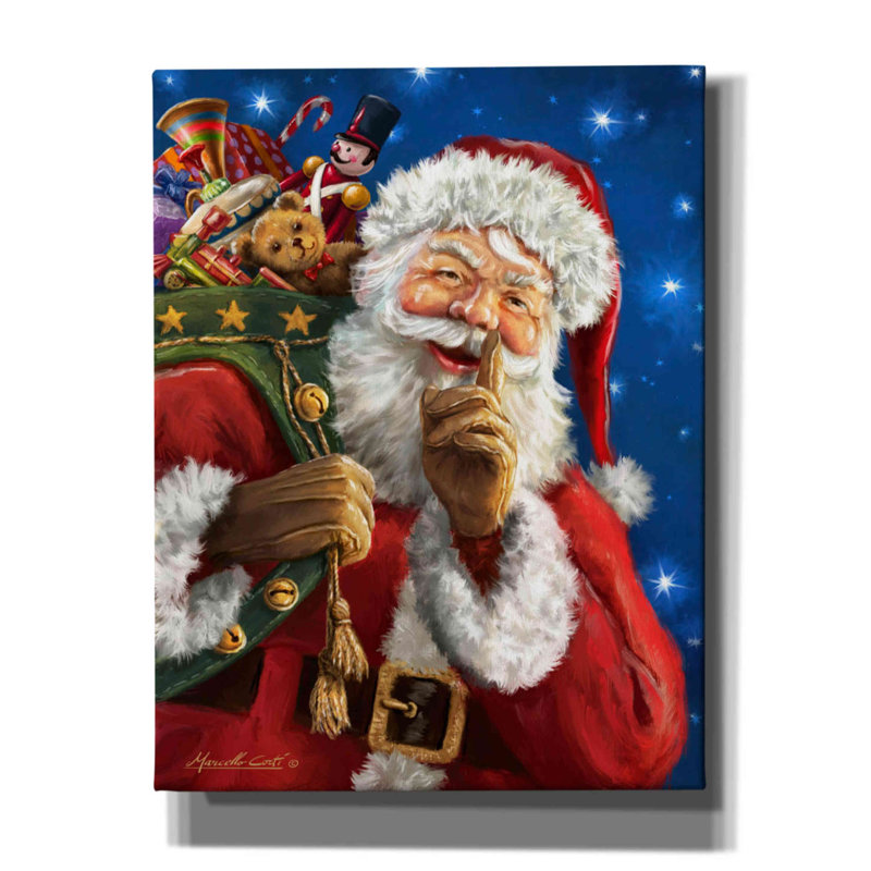 «Santa’s Secret» par Ali Corti, art mural sur toile, L 26 po x H 34 po