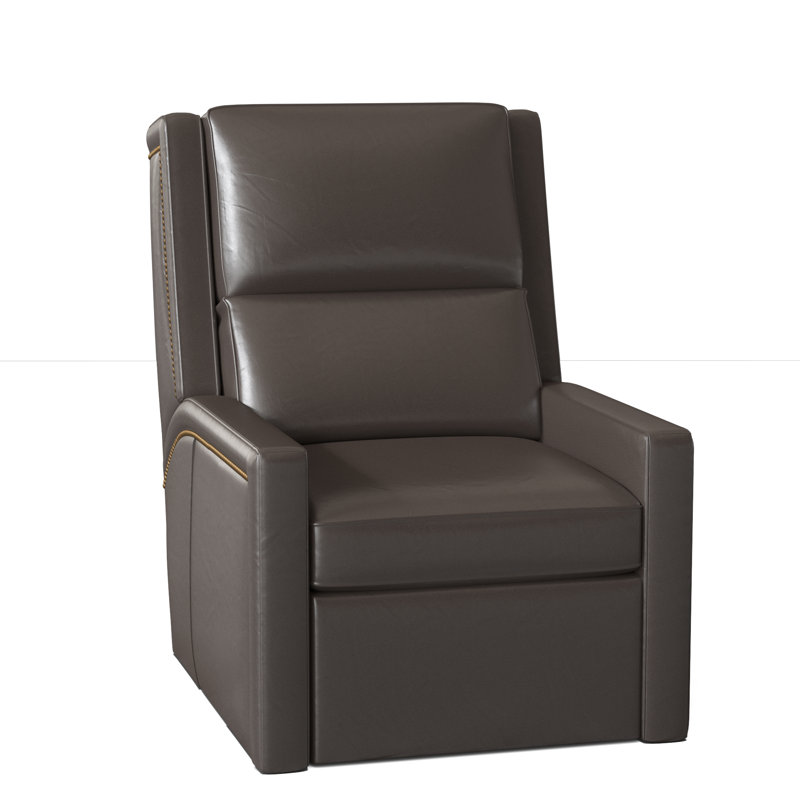 Norman Recliner, #9 Old Gold, Power Button with Battery Pack, Anilina Cacao Genuine Leather