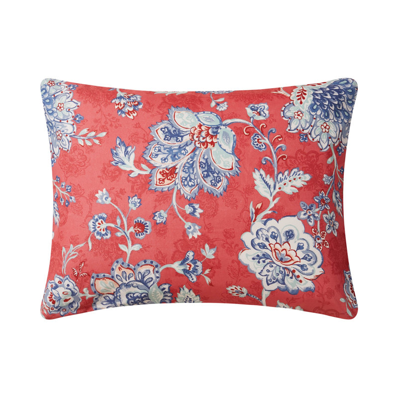 Ensemble d'édredon / courtepointe 5 pièces Easton, Édredon de grand lit + 4 pièces additionnelles, Motif floral bleu