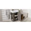 Meuble-lavabo moderne de 55 cm (21,6 po), lavabo en céramique, autoportant, gris foncé, imitation bois, portes à fermeture amortie, porte-papier hygiénique, rangement latéral, étagères fixes, rangement intelligent autoportant pour petites salles de bain.