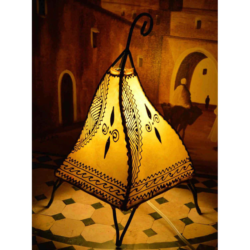 Handmade Leather Moroccan Table Lamp Yellow Arias