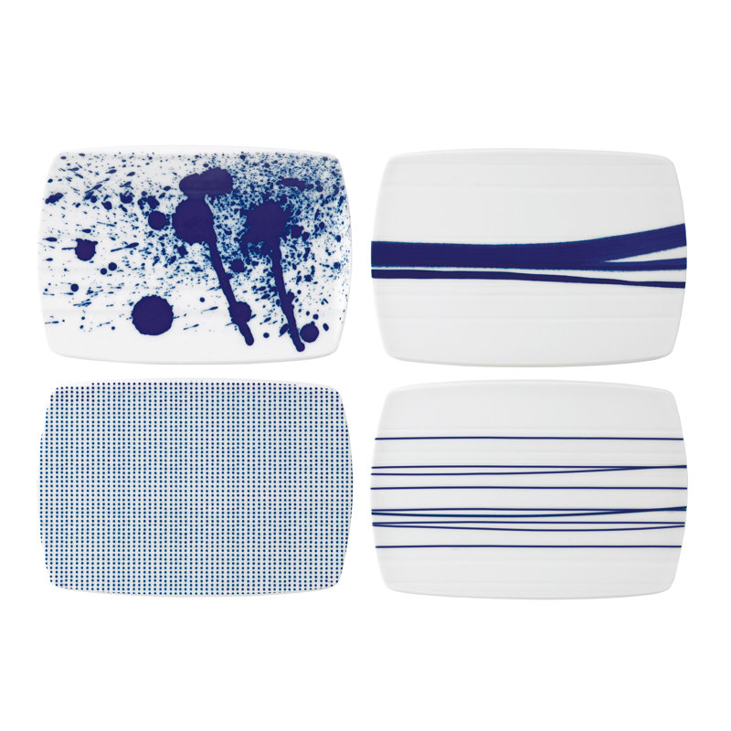 Ensemble de plateau et plateau à fromage 4 pièces bleu pacifique / blanc