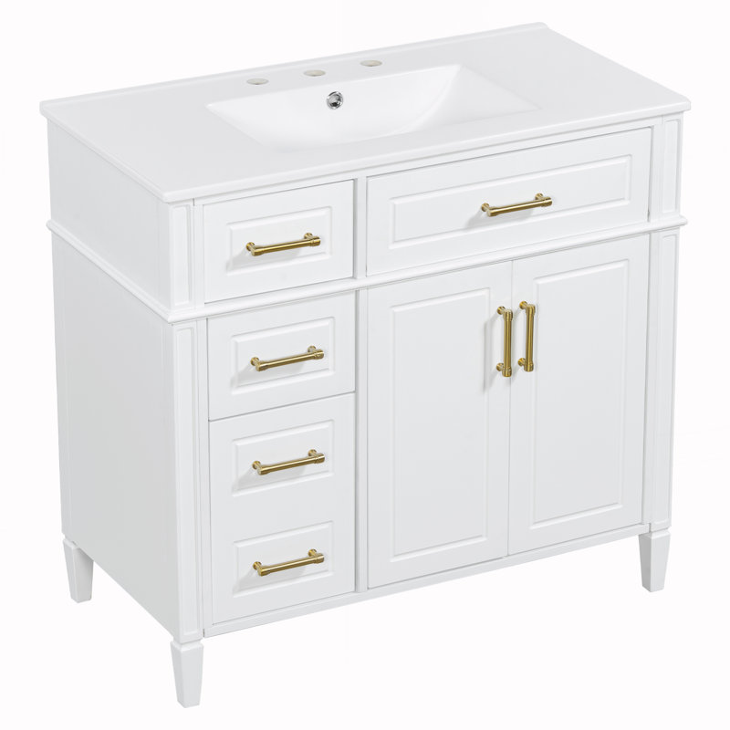 Meuble-lavabo de salle de bain avec lavabo, Blanc