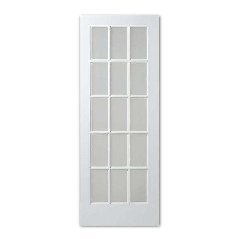 Portes Milette - Porte française intérieure en apprêt blanc | 15 verres clairs | Conçue et fabriquée au Canada, 32 po x 80 po