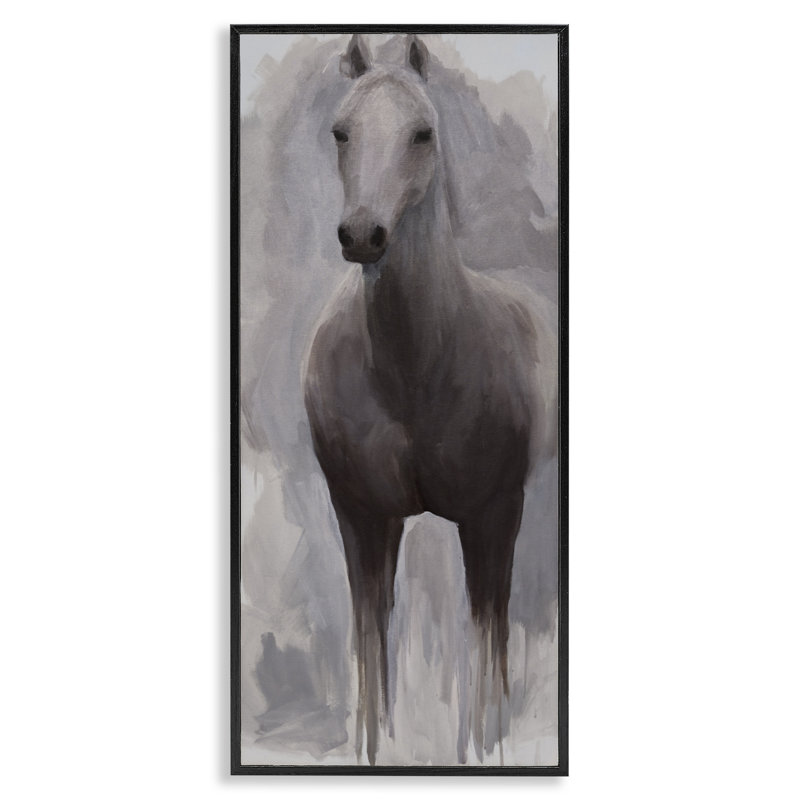 Horse Standing Aware Framed Giclee, design by Jelena Petric, 24" H x 10" W, Midnight Black Framed Giclee