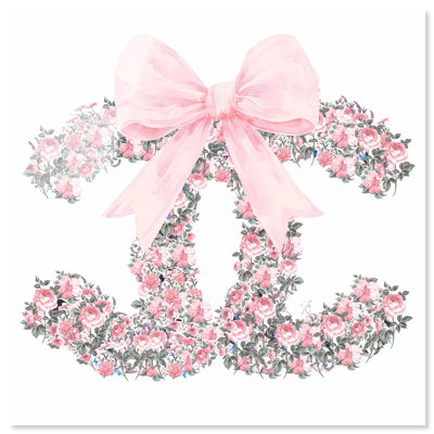 Makes Me Wonder Pink Bow High-Gloss Frameless Acrylic Glass Wall Art Glam Art by Art Remedy, Ready to Hang, 24 x 24