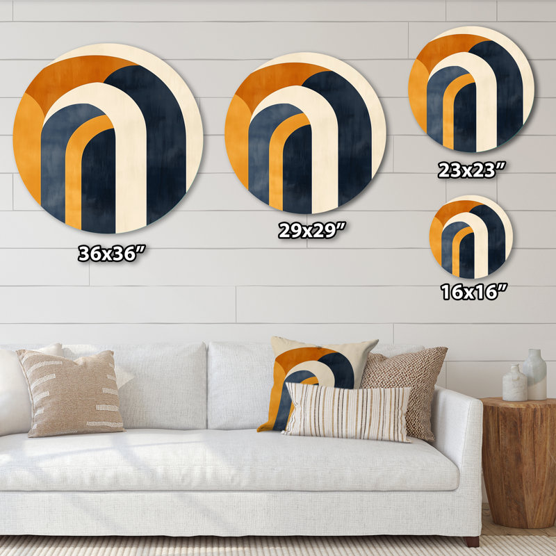 Livingon - Abstract Round Metal Wall Art, 16" W x 16" H