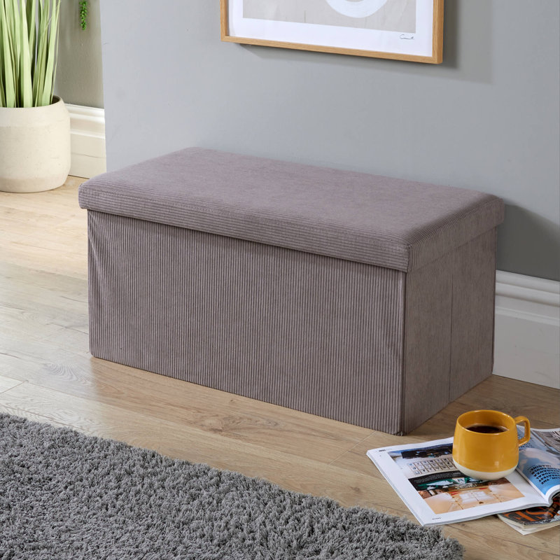 Pironi Rectangular 76cm Corduroy Fabric Storage Ottoman, Grey