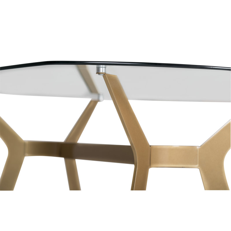 48" Oval Clear Glass Top with Gold Boomerang Legs Table