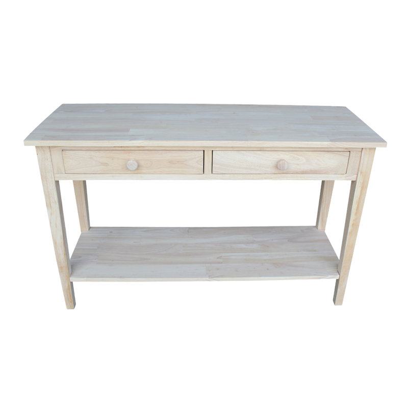 Solid Wood Console Table, 30" H x 48" W x 17" D, Unfinished / Ready to Finish