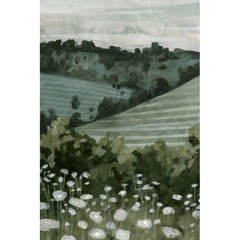 Rolling Pasture I - Painting, 30cm H x 20cm W, Black Floater Framed