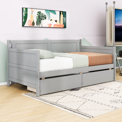 Wood Two Storage Drawers Daybed