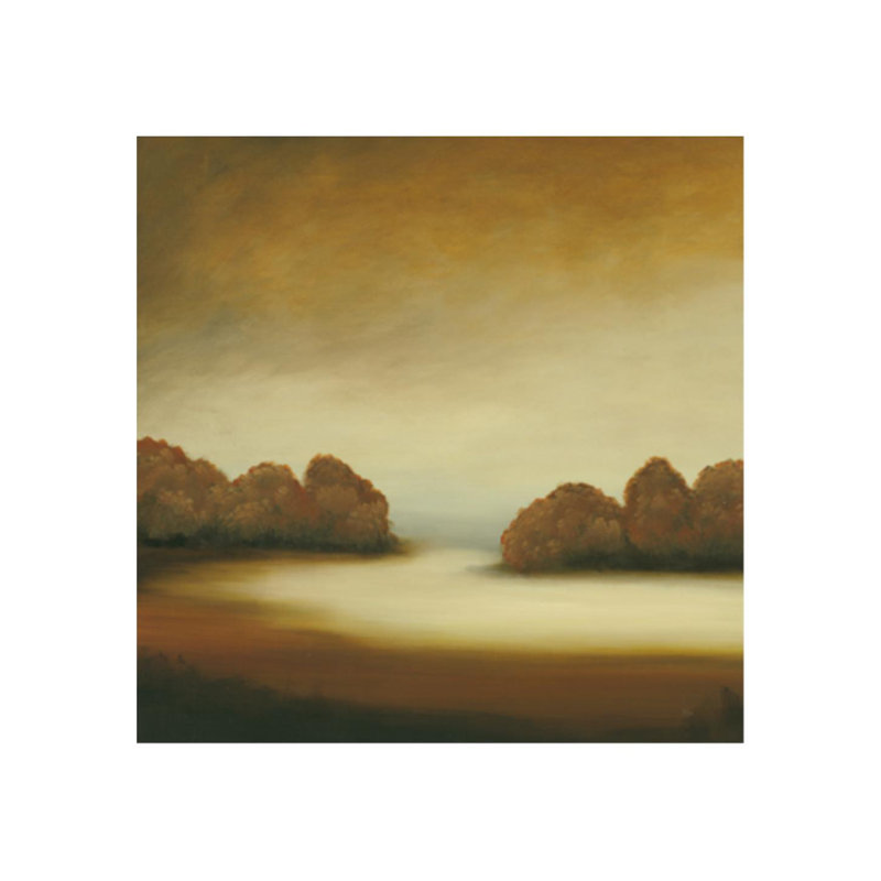 Paysage doré - peinture, H 30 po x l 30 po, Plexi
