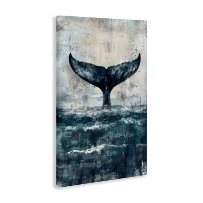 Centred Distressed Whale Tail Canvas, design by LSR Design Studio