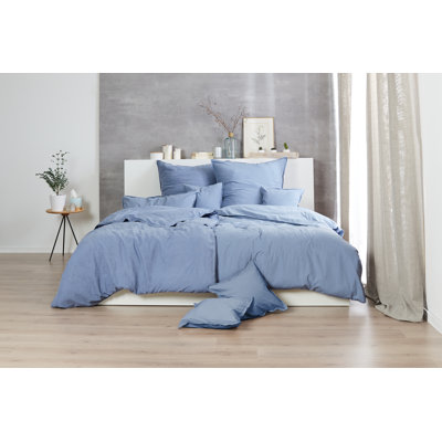 Cotton Solid Colour Duvet Cover Set with Pillow Shams Included