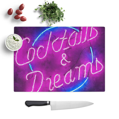 Cocktails and Dreams Sign Painting Chopping Board