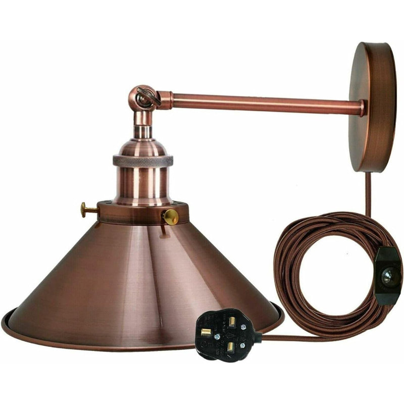 Caribe Plug-in Armed Sconce, Copper