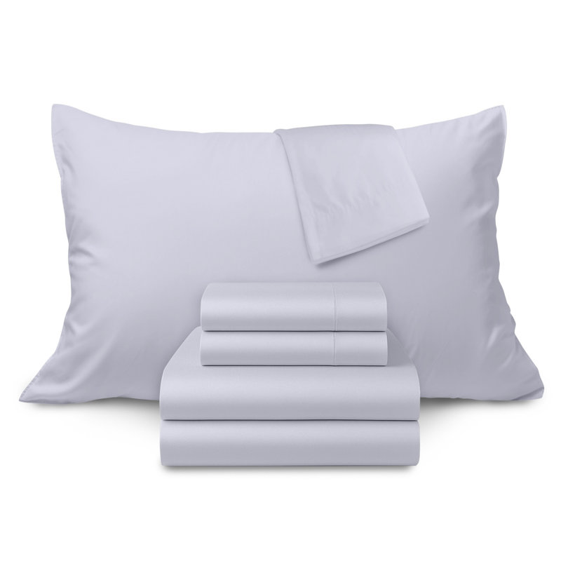  500 Thread 100% Cotton Sateen Sheet Set (4PC.), King, Lilac