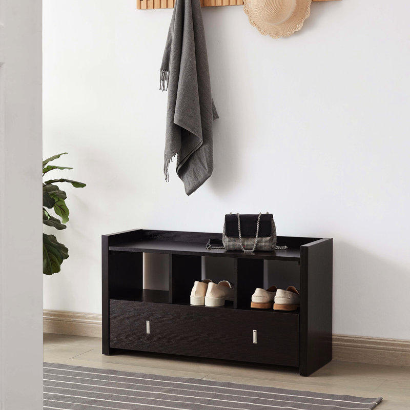 Shoe Entry Bench With Drawer In Delightful Red Charming