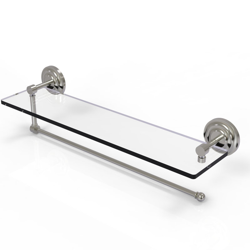 Meira Bracket Shelf with Towel Bar, Satin Nickel, 5" H x 22" W x 5" D