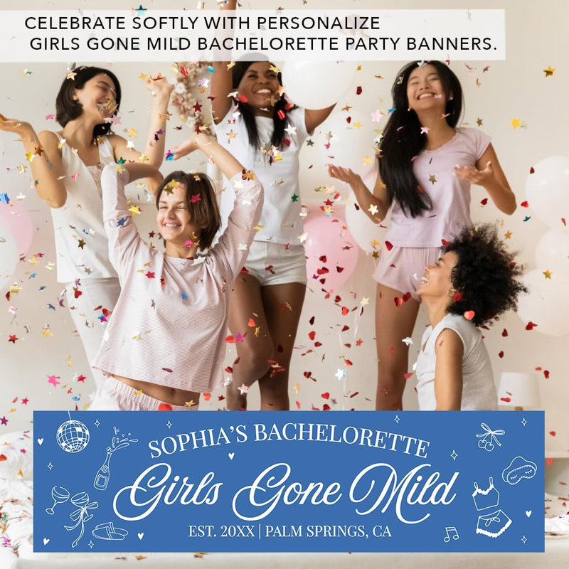 Bannière personnalisée pour filles Bachelorette, fond de soirée disco bleu, Oui