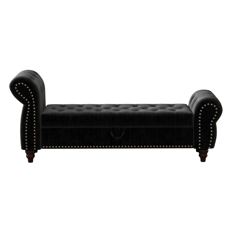 Banc de rangement rembourré et capitonné