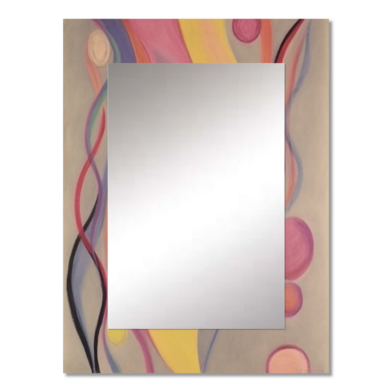 Shadow Dance Yellow & Pink Vintage Illustration - Abstract Painting Unique Wall Mirror, Modern Mirror, Printed Metal Art