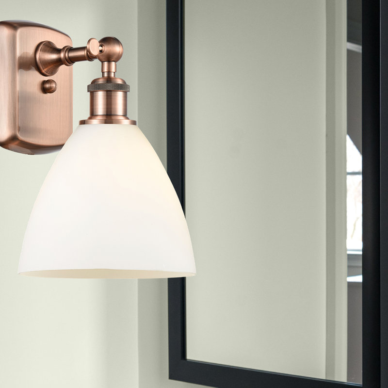 Shauna Armed Sconce, Matte White, Incandescent, Antique Copper