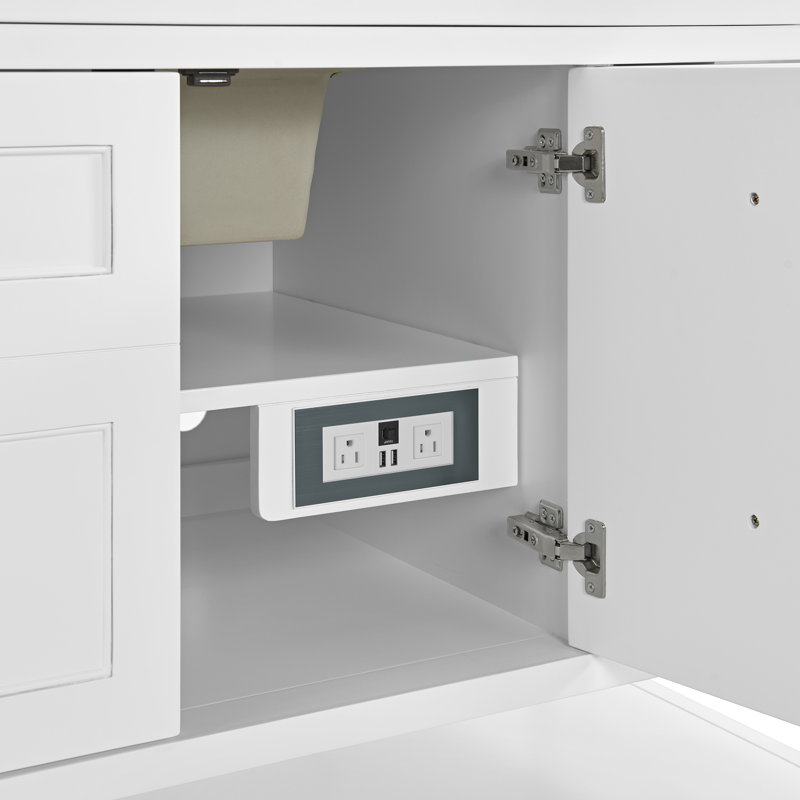 Breckenridge 60"W Single Vanity W/ Freepower Wireless Charger, Eternal Jasmine Pearl, Bright White