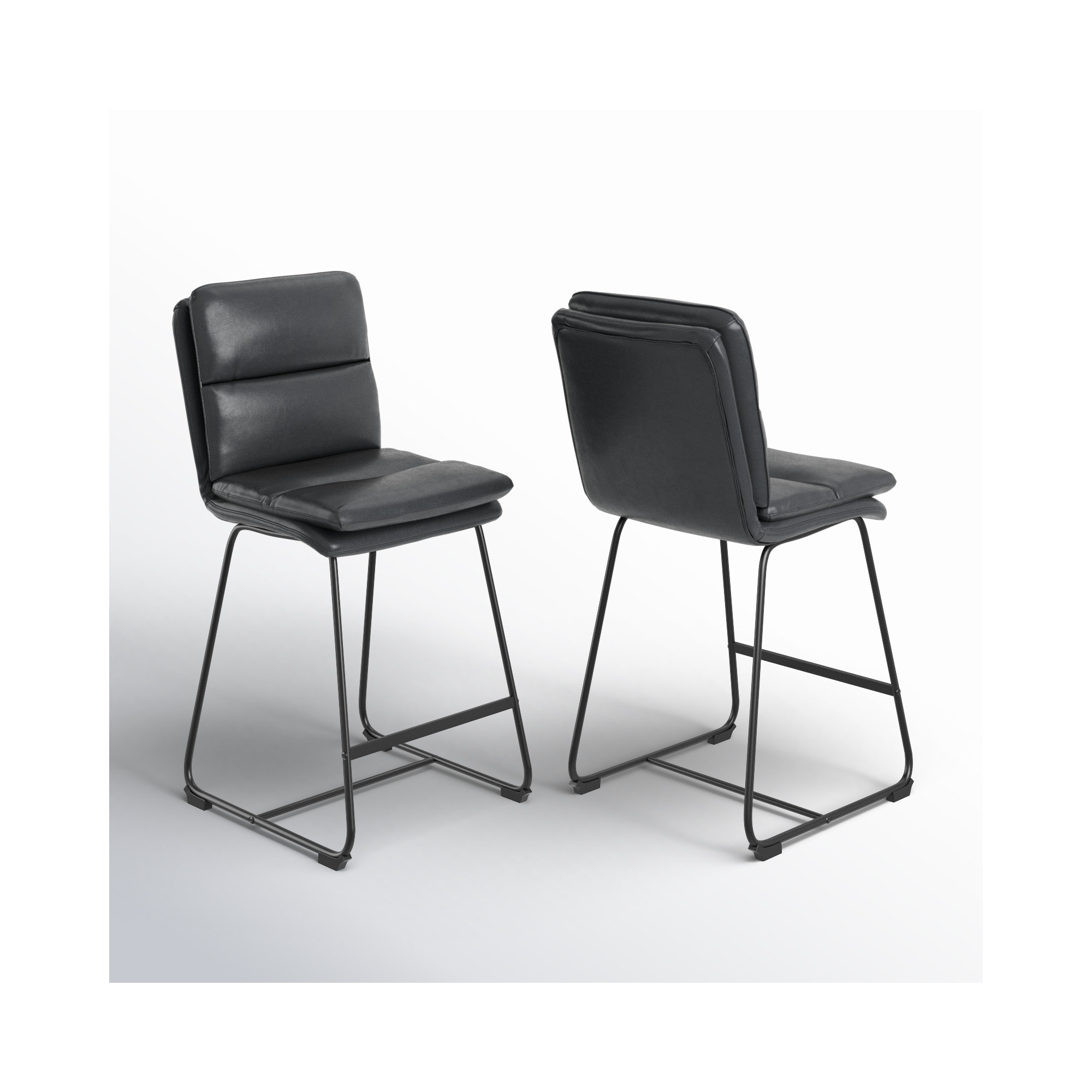 Volana Bar & Counter Stool, Grey Faux Leather, Counter Stool (26.5" Seat Height)