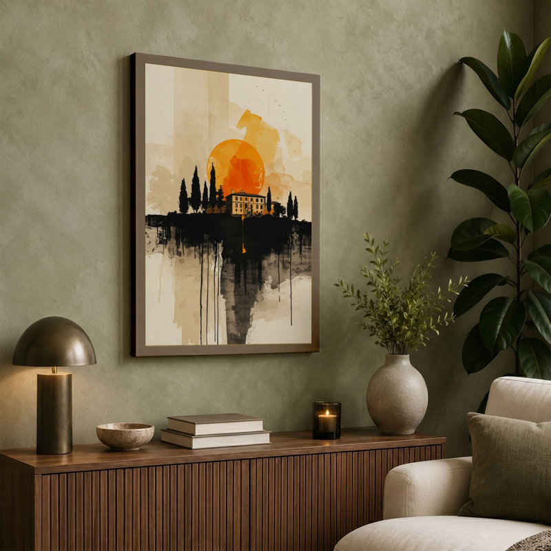 Dissolving City Light Modern - Wrapped Canvas, 18x12 - 45.7 x 30.5 cm, Terracotta Border