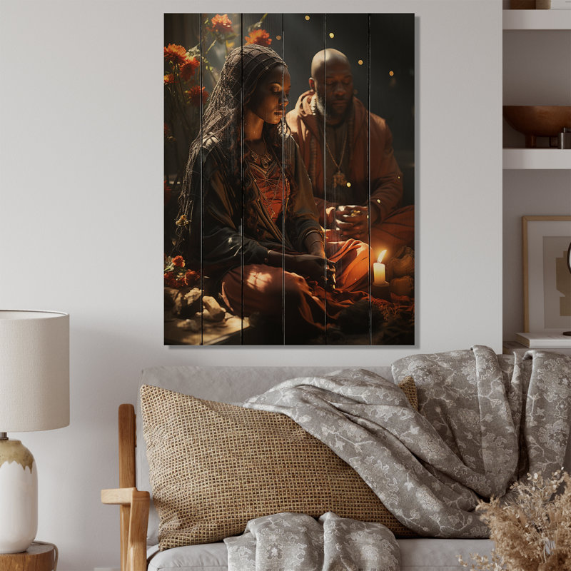 Carmelin, art afro-américain spirituel sur bois, H 32 po x l 24 po x P 0,78 po