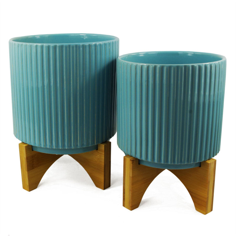 Lolotoe Handmade Ceramic Cachepot, Blue, 14.5cm H x 14.5cm W x 14.5cm D