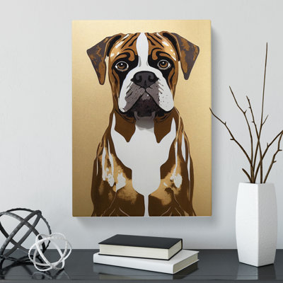 Boxer Dog Gold Leaf Vol.1 - Wrapped Canvas