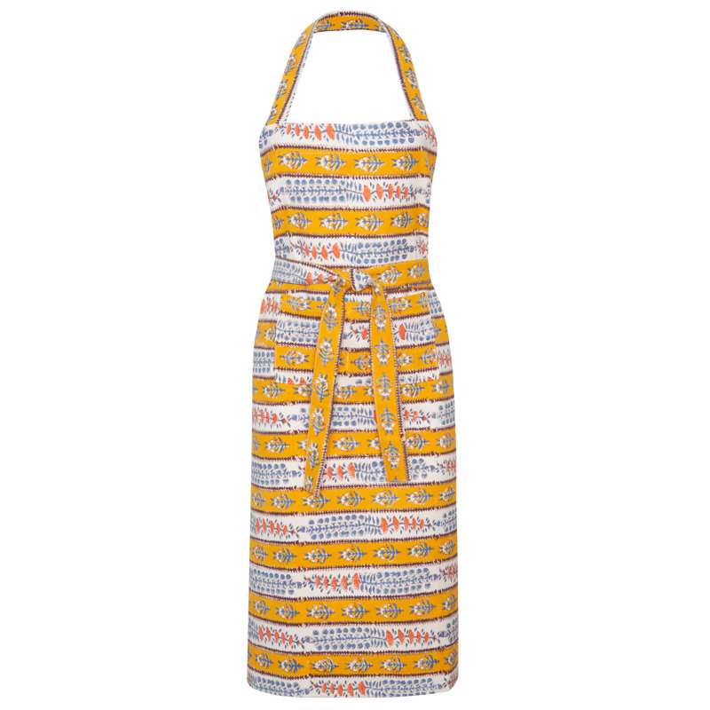 Avignon 32" W x 36" L Apron, Dijon/Blue