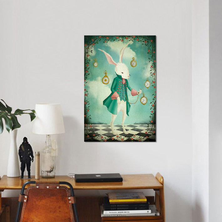 « the white lapin », impression sur toile, H 18 po x l 12 po x P 1,5 po, Pas de tapis, Toile tendue