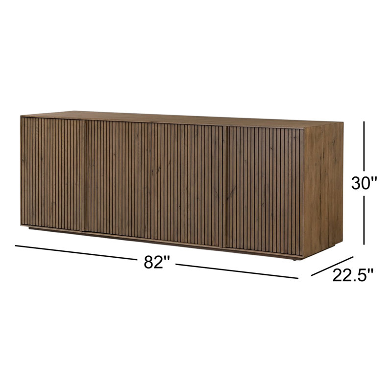 LEO 82'' W Solid Wood Sideboard, Brown