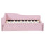 Lit de jour simple en L rembourré en forme de L avec lit gigogne escamotable, canapé-lit en lin, très grand lit, aucun sommier requis, rose-129458191
