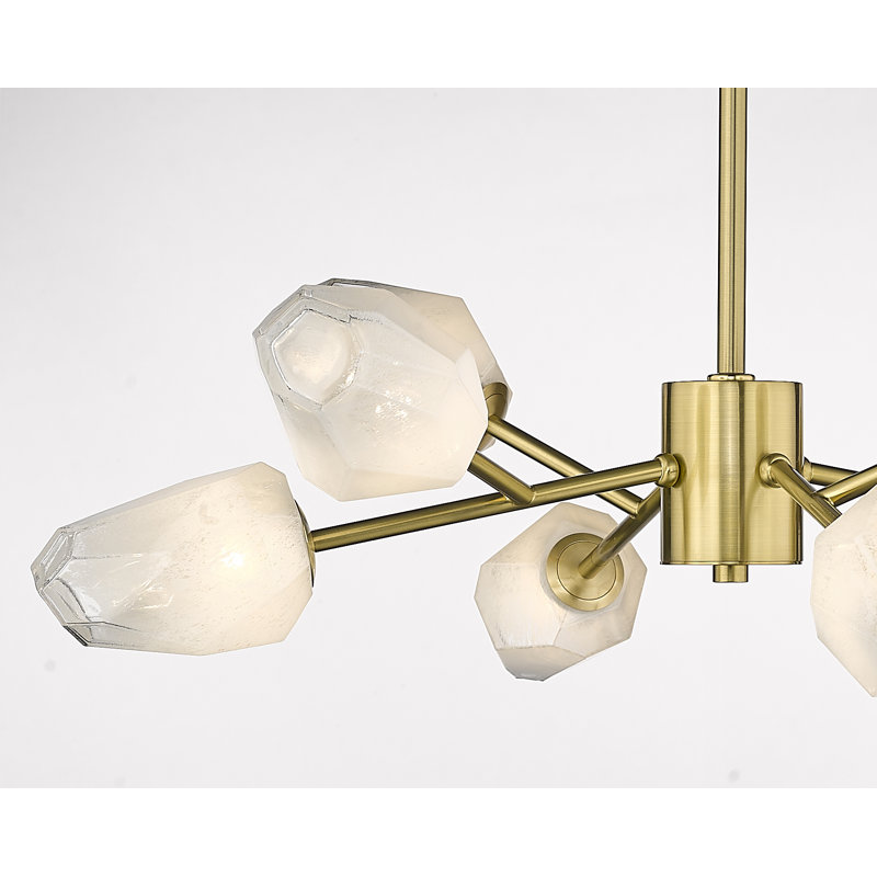 Harland 8 Light Chandelier With Glass Shades, Gold, 12
